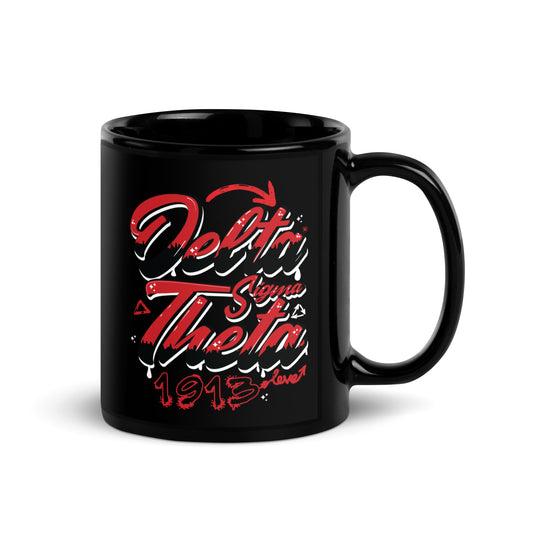 Delta Sigma Theta Graffiti Black Glossy Mug