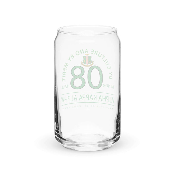 AKA Can Glass celebrating sorority spirit with stylish design, perfect for cocktails and drinks, 16 oz. glassware.