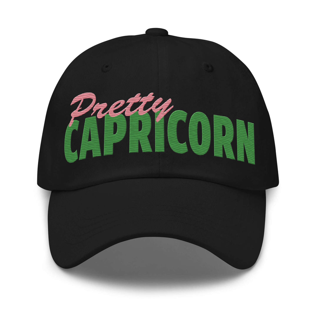 Pretty Capricorn hat in black, perfect for sorority and fraternity events, made from chino cotton twill.