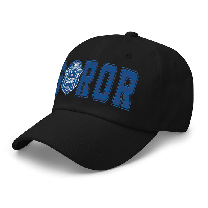 Zeta Phi Beta Soror hat in black with bold letters, perfect sorority paraphernalia for Greek gear enthusiasts.