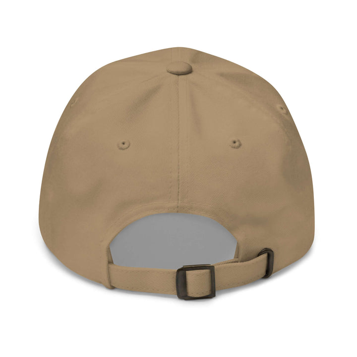 Back view of a beige Zeta Soror hat featuring an adjustable strap and embroidered eyelets, perfect for sorority pride.