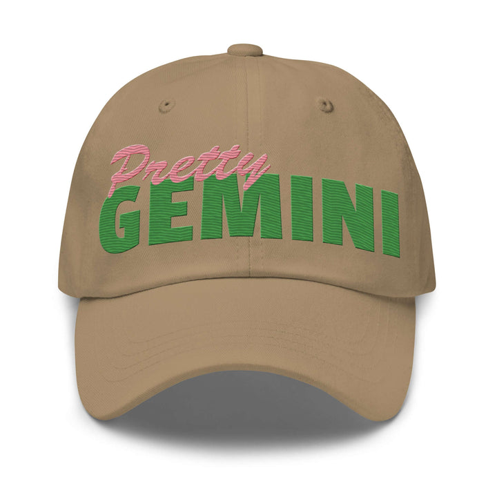 Pretty Gemini hat in pink and green, perfect for sorority and fraternity Greek gear enthusiasts.