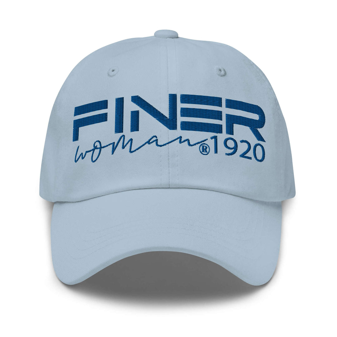 Zeta Phi Beta Finer hat in light blue, featuring embroidered design, perfect for sorority and fraternity paraphernalia.
