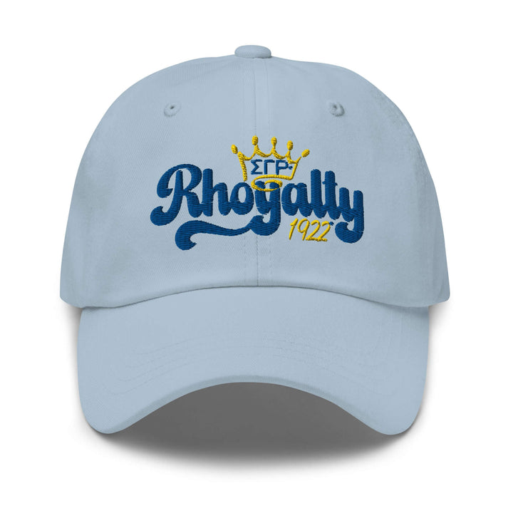 SGRho Rhoyalty Hat in light blue with crown design, perfect sorority Greek gear for proud members.