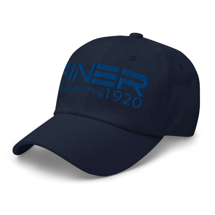 Zeta Phi Beta Finer hat in navy blue, perfect Greek gear for sorority and fraternity paraphernalia, featuring adjustable strap.