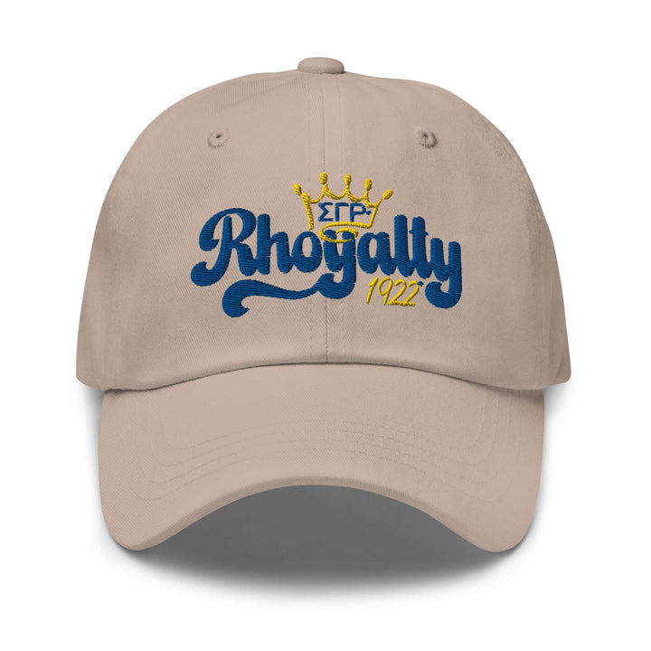 SGRho Rhoyalty Hat featuring embroidered logo, perfect Greek gear for sorority and fraternity supporters.
