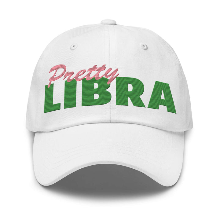 Pretty Libra cap in pink and green, perfect for sorority and fraternity paraphernalia or Greek gear enthusiasts.
