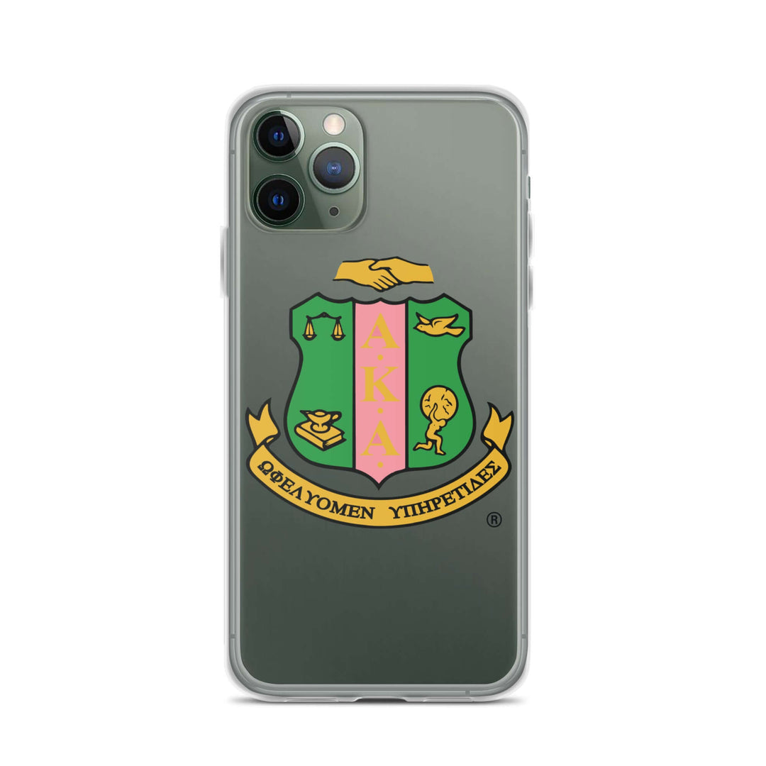 AKA Clear Case for iPhone® featuring the Greek sorority emblem, ideal for fraternity paraphernalia and Greek gear enthusiasts.