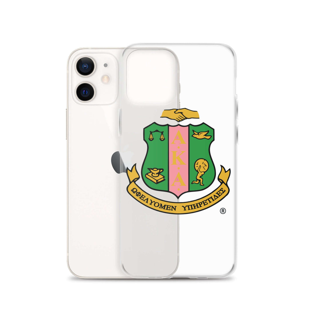 AKA Clear Case for iPhone® showcasing Greek gear with sorority emblem, providing style and protection against everyday wear.