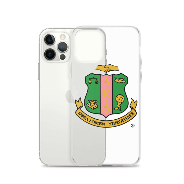AKA Clear Case for iPhone® showcasing fraternity paraphernalia with a sleek design and protected ports.