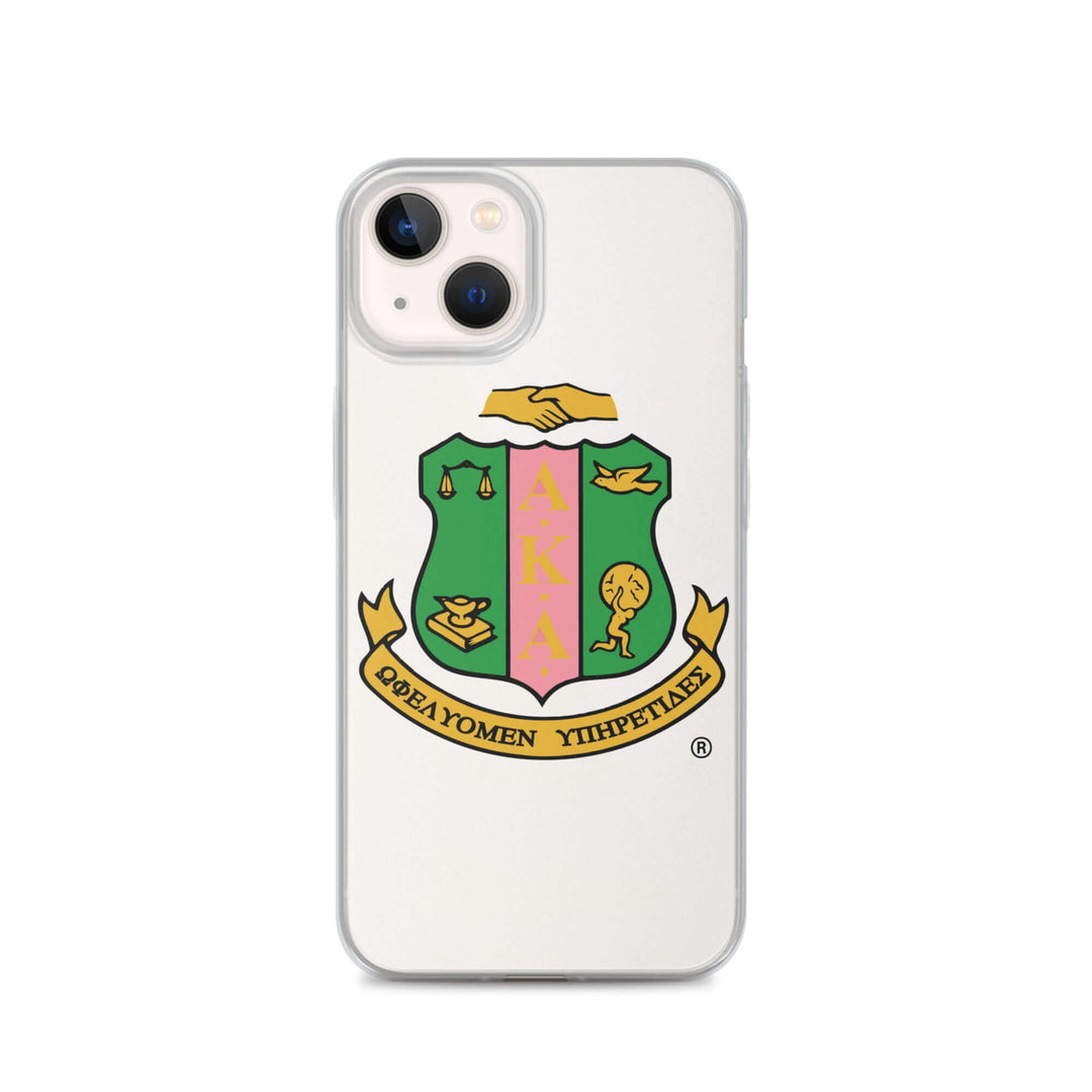 AKA clear case for iPhone® featuring sorority emblem, perfect Greek gear for proud members.