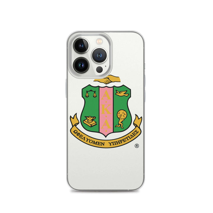AKA Clear Case for iPhone® featuring sorority emblem, perfect Greek gear for sorority and fraternity paraphernalia.