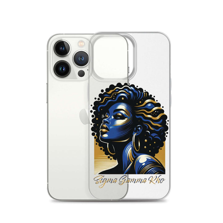 SGRho Beauty clear iPhone® case featuring a vibrant graphic design, ideal sorority paraphernalia for Greek gear enthusiasts.