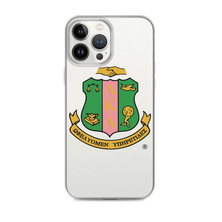 AKA Clear Case for iPhone® featuring sorority emblem, perfect Greek gear for protecting your phone in style.