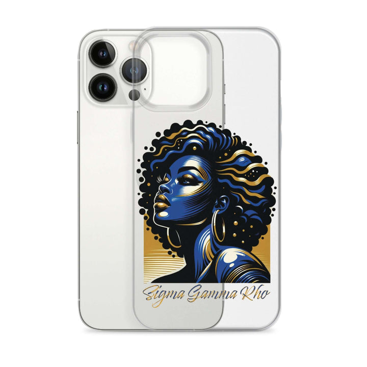 SGRho Beauty Clear Case for iPhone® featuring a stylish black woman design, perfect sorority paraphernalia and Greek gear.