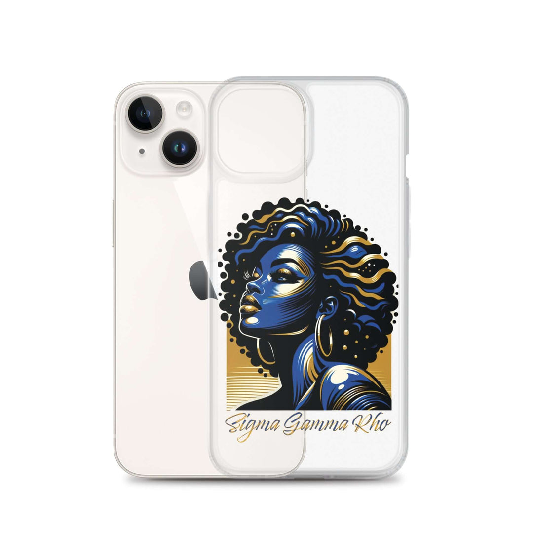 SGRho Beauty Clear iPhone® case showcasing vibrant art, perfect for sorority and Greek gear enthusiasts.