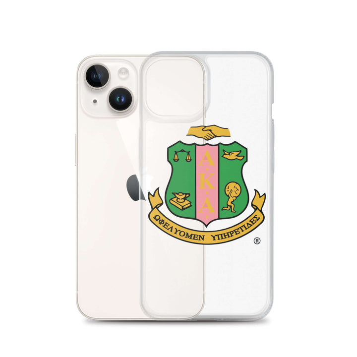 Transparent AKA iPhone case with Greek symbol, perfect sorority paraphernalia and fraternity greek gear.
