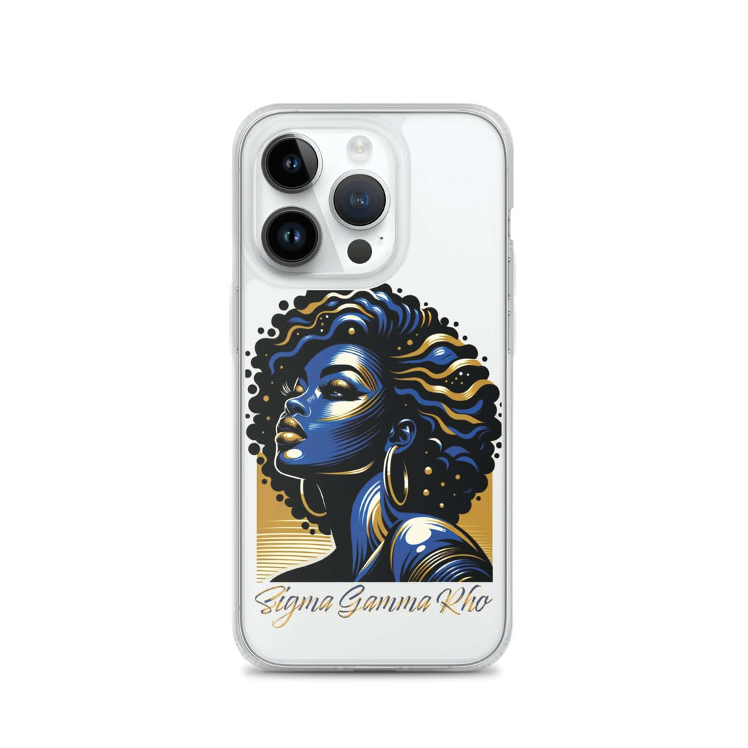 SGRho Beauty Clear iPhone® case featuring a vibrant design, perfect for sorority and fraternity paraphernalia and Greek gear.