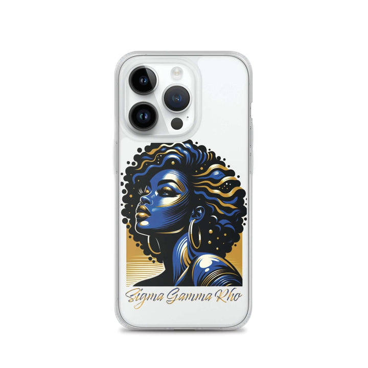 SGRho Beauty Clear iPhone® case featuring a vibrant design, perfect for sorority and fraternity paraphernalia and Greek gear.