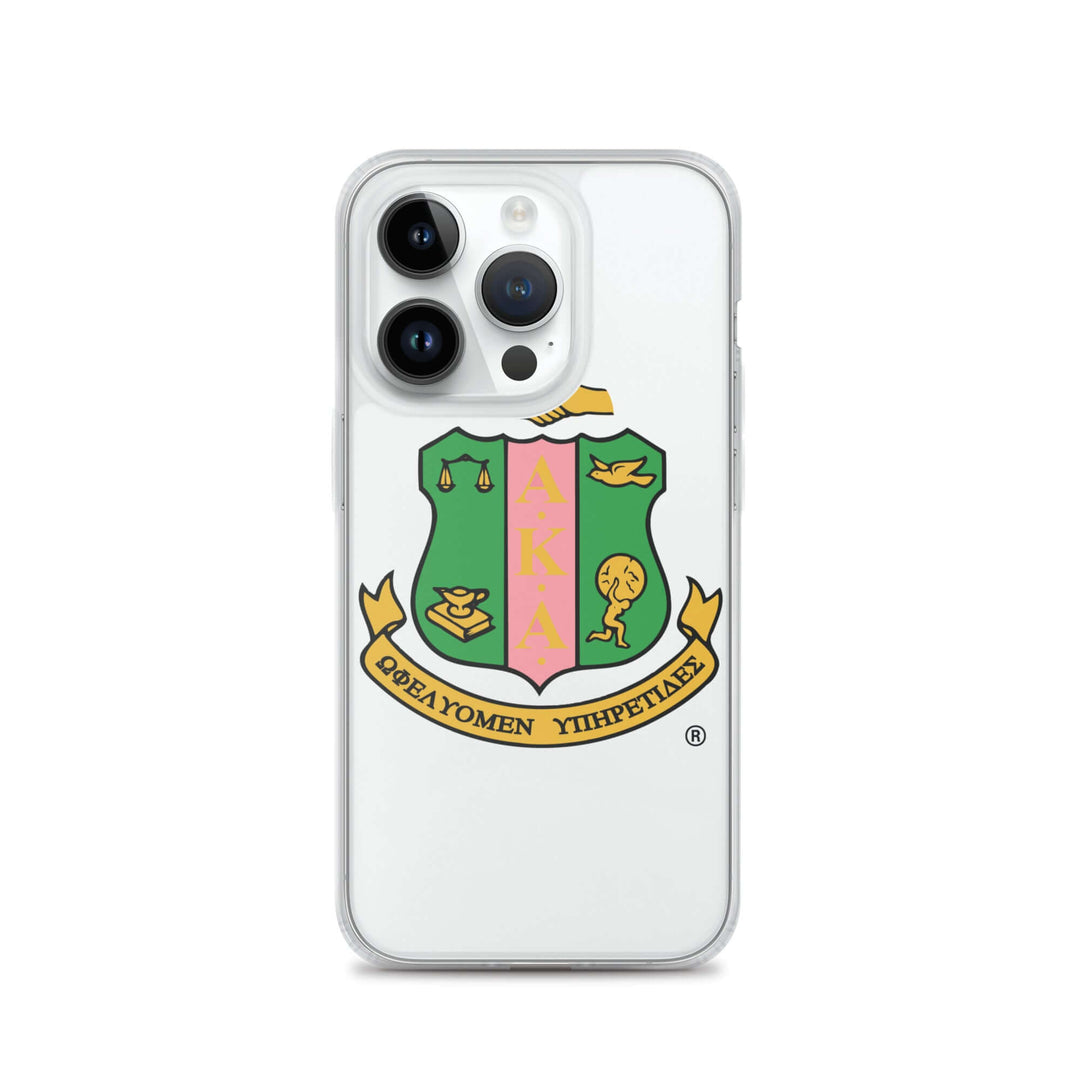 AKA Clear Case for iPhone® featuring sorority emblem, perfect for Greek gear and fraternity paraphernalia enthusiasts.