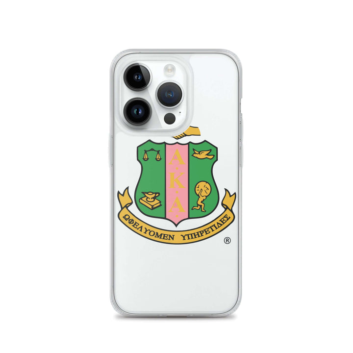 AKA Clear Case for iPhone® featuring sorority emblem, perfect for Greek gear and fraternity paraphernalia enthusiasts.