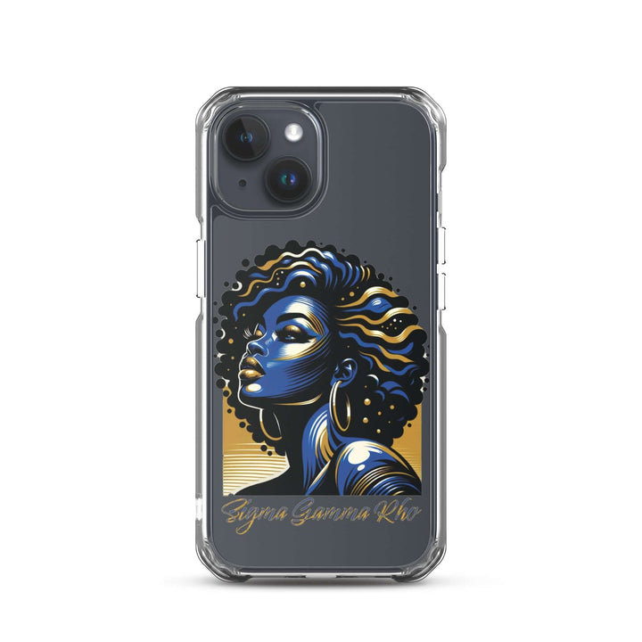 SGRho Beauty iPhone® case featuring a striking woman illustration, perfect Greek gear for sorority pride.