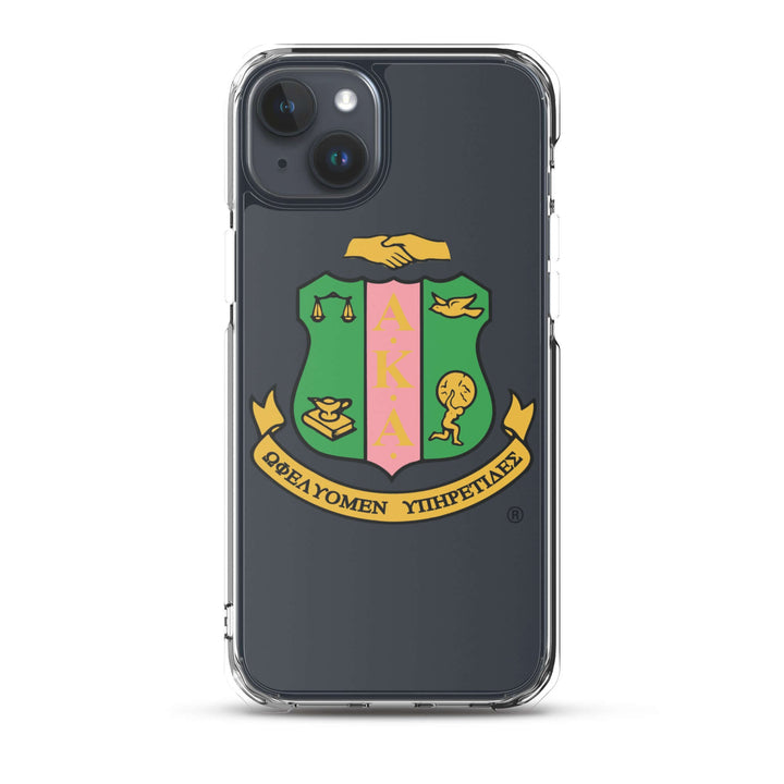 AKA Clear Case for iPhone® featuring Greek gear and sorority paraphernalia, showcasing a stylish and protective design.