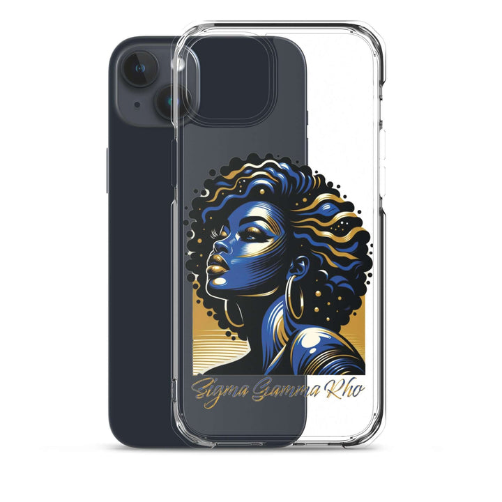 SGRho Beauty clear iPhone case featuring stylish artwork, perfect greek gear for sorority and fraternity members.