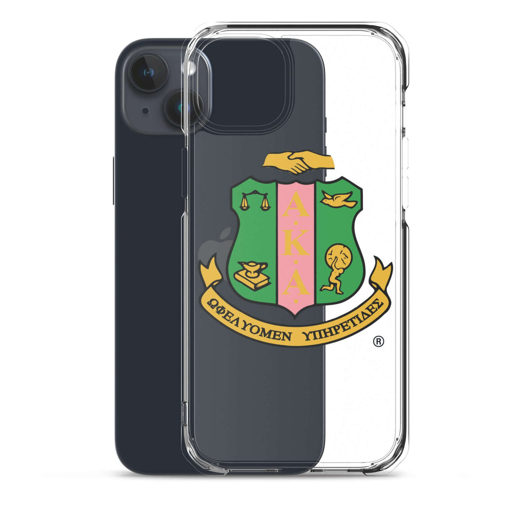 Sleek AKA iPhone® case showcasing Greek letters and sorority emblem, perfect for fraternity paraphernalia and Greek gear.