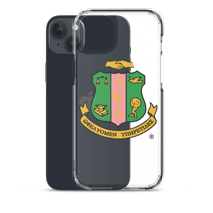 Sleek AKA iPhone® case showcasing Greek letters and sorority emblem, perfect for fraternity paraphernalia and Greek gear.