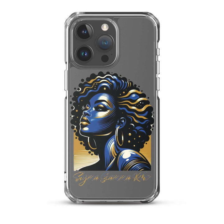 Stylish SGRho Beauty iPhone® case featuring a beautiful woman with curly hair, perfect for sorority and Greek gear fans.