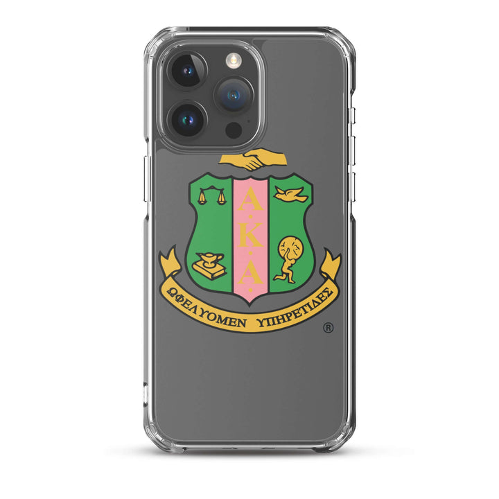 AKA Clear Case for iPhone® featuring Greek sorority emblem, perfect for fraternity and sorority paraphernalia and Greek gear.