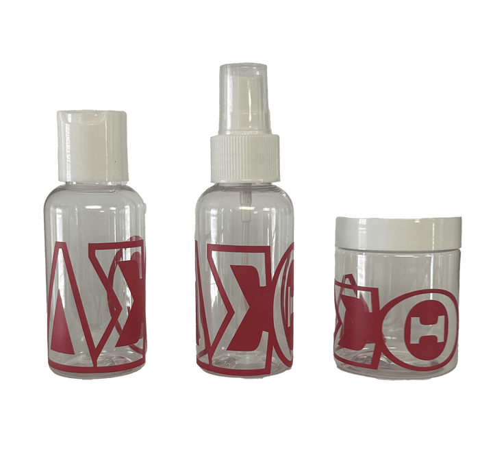 Delta Travel Toiletry Bottles for Sorority Members A&W Greek Shop