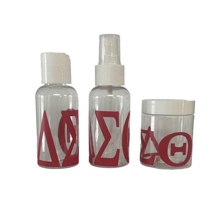 Delta Travel Toiletry Bottles for Sorority Members A&W Greek Shop