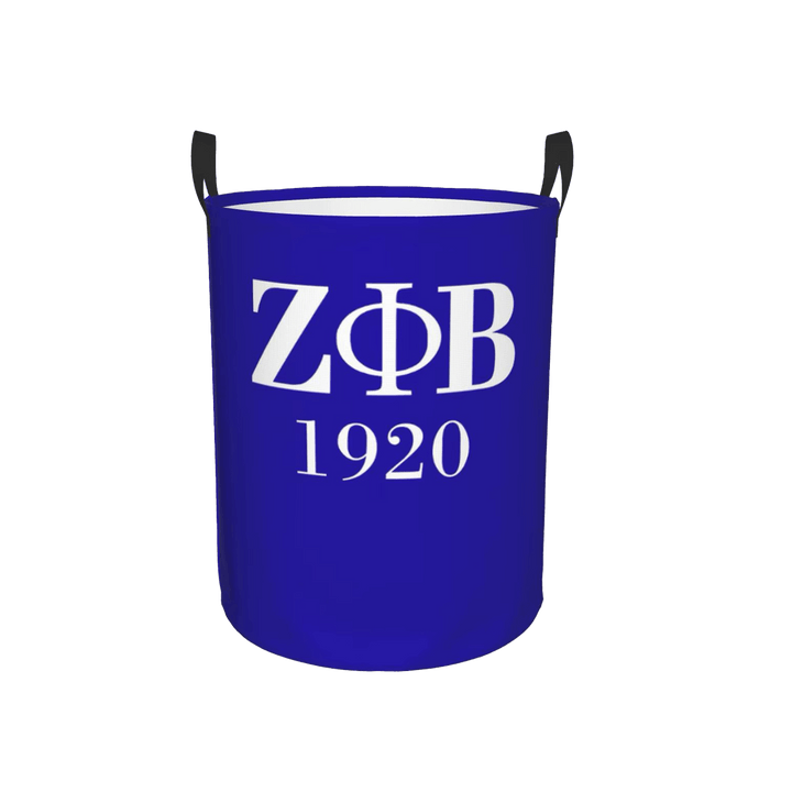 Zeta Phi Beta 1920 blue hamper, perfect for Greek gear and sorority paraphernalia.
