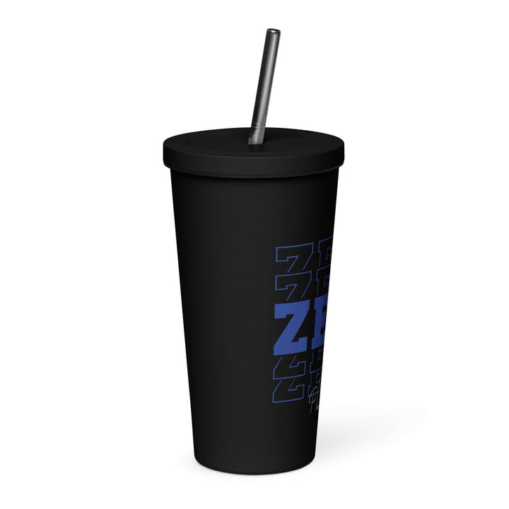 Insulated Zeta Phi Beta tumbler with straw, stylish sorority paraphernalia for every drink lover.