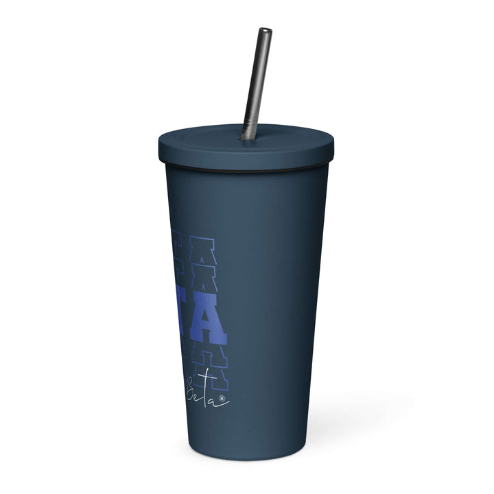Zeta Phi Beta insulated tumbler with straw, perfect for sorority drinkware and Greek gear. Stylish and functional for any occasion.