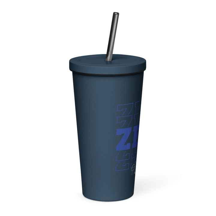 Zeta Phi Beta insulated tumbler with straw, perfect for sorority enthusiasts, stylish and functional drinkware.