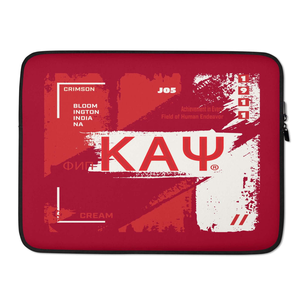 Kappa Alpha Psi laptop sleeve in crimson with bold graphics, a stylish and protective accessory for sorority and fraternity members.