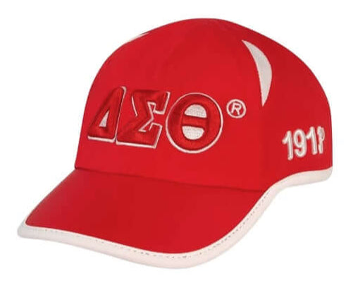 Delta Hat - Feather Light Baseball Cap in red, perfect for sorority and fraternity paraphernalia, with adjustable velcro strap.