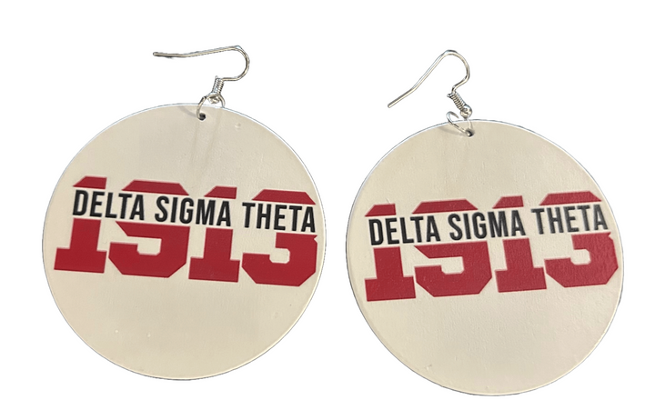 Delta Sigma Theta earrings featuring bold design, perfect for sorority and fraternity paraphernalia and Greek gear style.