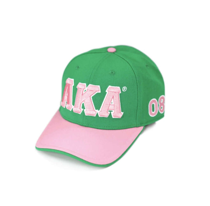 AKA Symbols Hat in green and pink, perfect for showcasing sorority pride and Greek gear style.