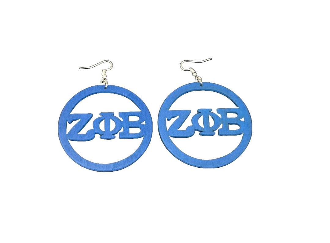 Lightweight wooden earrings with laser-cut Zeta Phi Beta design, perfect sorority paraphernalia for Greek gear enthusiasts.