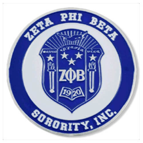 Zeta Phi Beta Sorority shield emblem, a symbol of Greek gear and sorority paraphernalia.