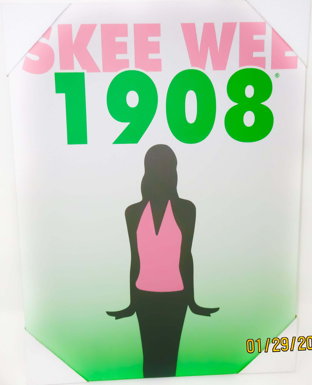 Skee Wee 1908 wall art featuring silhouette design, perfect for sorority and fraternity Greek gear enthusiasts.