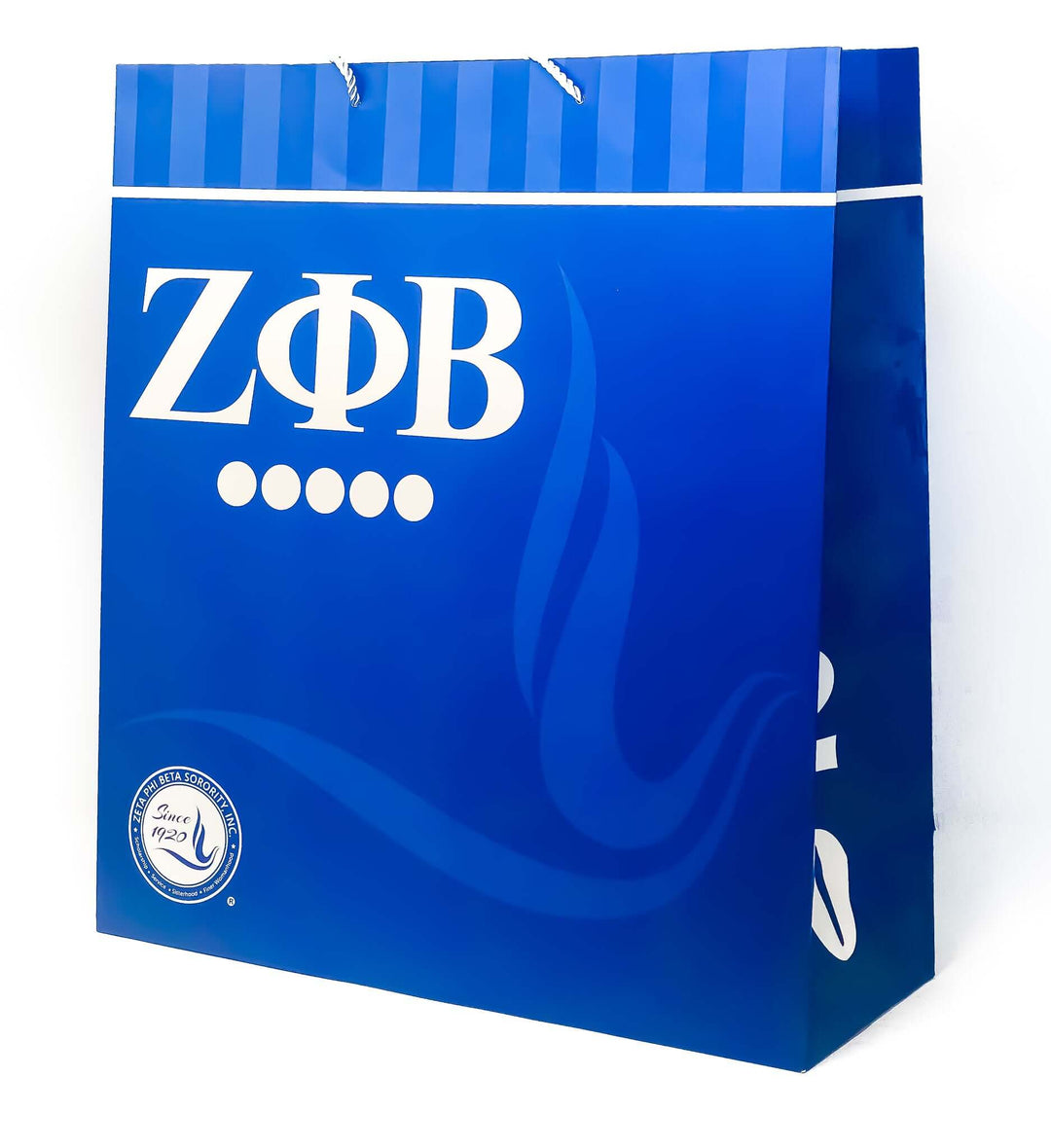Zeta Gift Bag in blue featuring Greek letters ZΦB, perfect for sorority and fraternity paraphernalia and Greek gear.