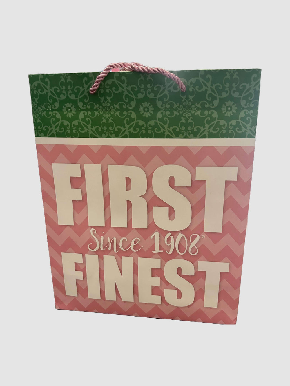 AKA gift bag in pink and green, celebrating sorority life, ideal for Greek gear and fraternity paraphernalia.