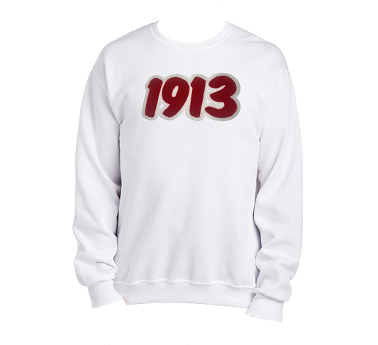Delta Sweatshirt - 1913 Embroidered Chenille, White