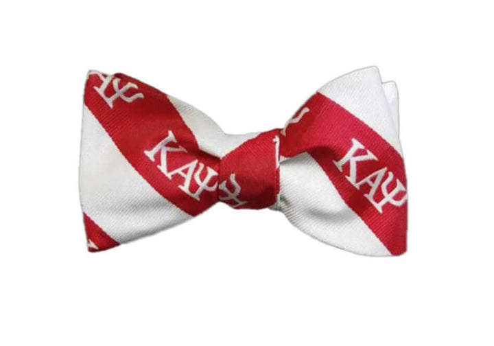 Kappa Alpha Psi red and white bow tie, perfect Greek gear for fraternity and sorority paraphernalia.