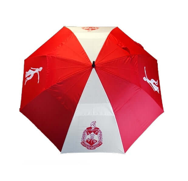 Delta Inverted Umbrella in red and white, perfect sorority and fraternity paraphernalia for Greek gear lovers.